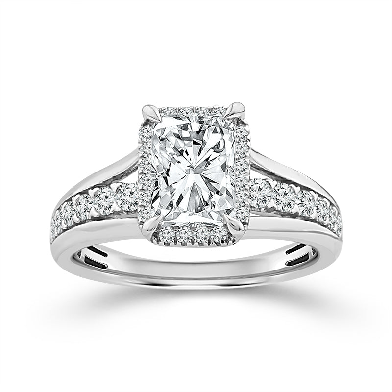 Sterling Silver Radiant Halo Lab-Grown Diamond Engagement Ring – 2 CTW - product