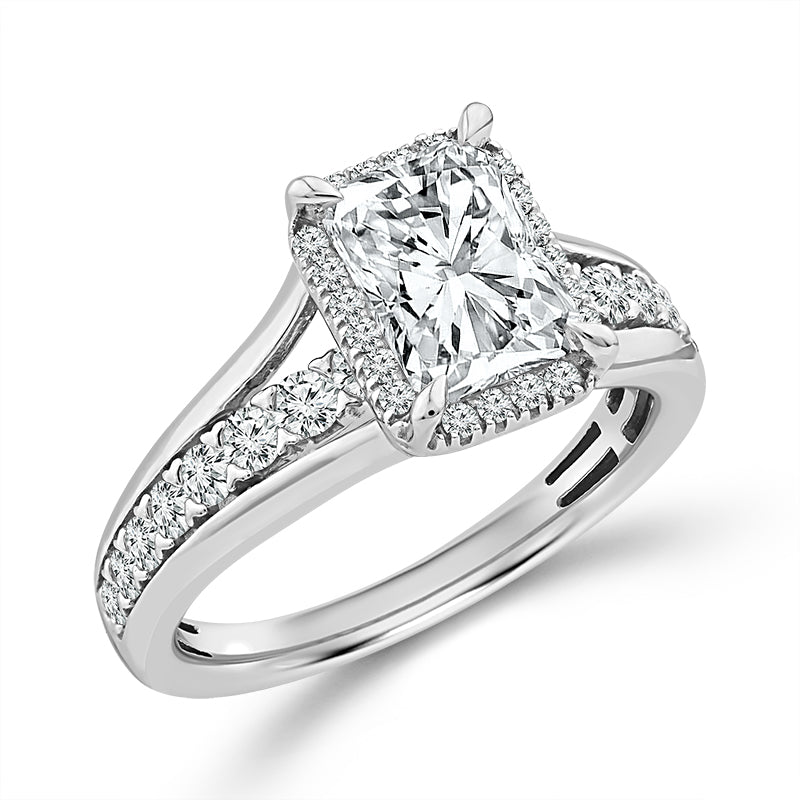 Sterling Silver Radiant Halo Lab-Grown Diamond Engagement Ring – 2 CTW - product
