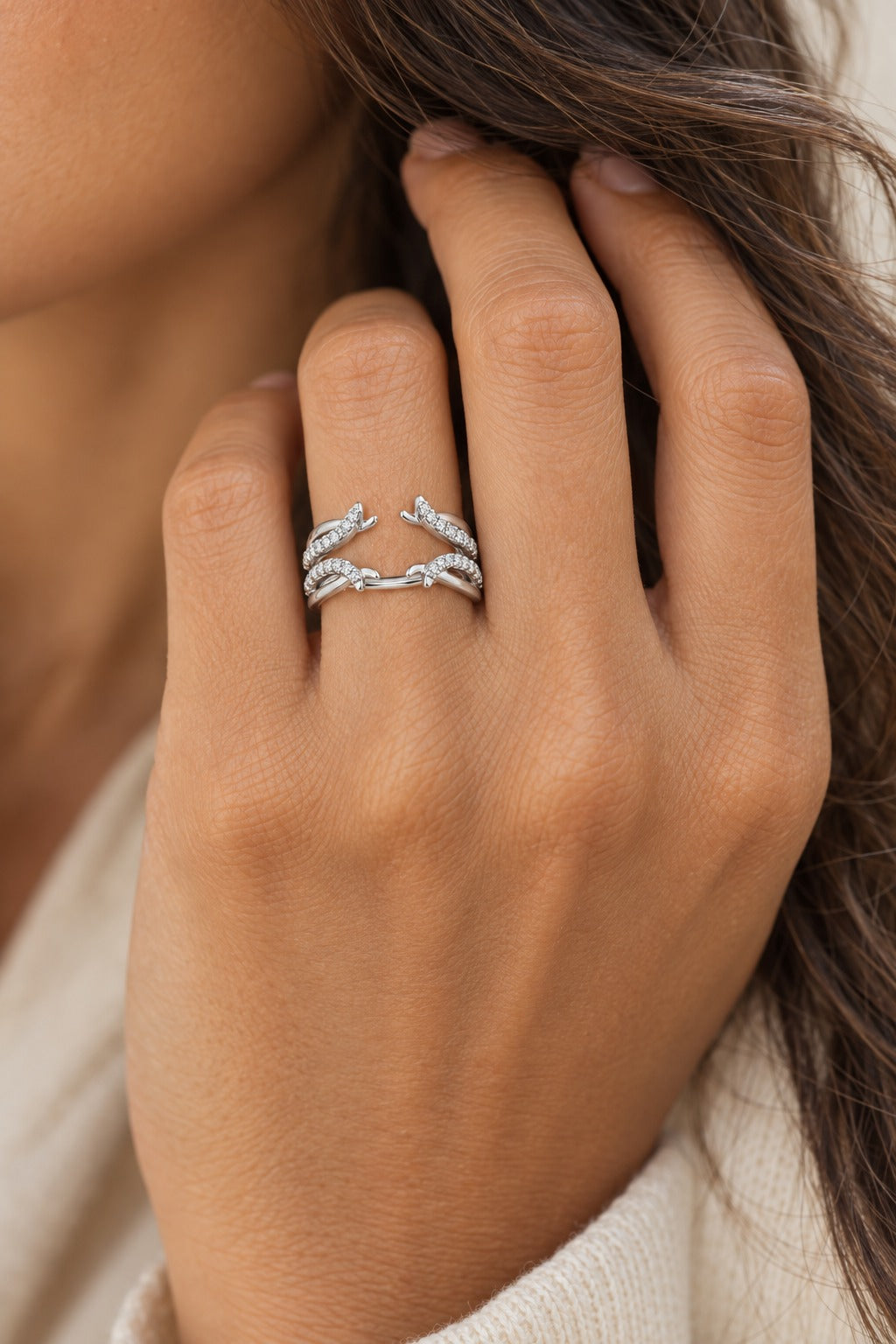 10K White Gold Lab-Grown Diamond Ring Wrap – 0.37 CTW - lifestyle