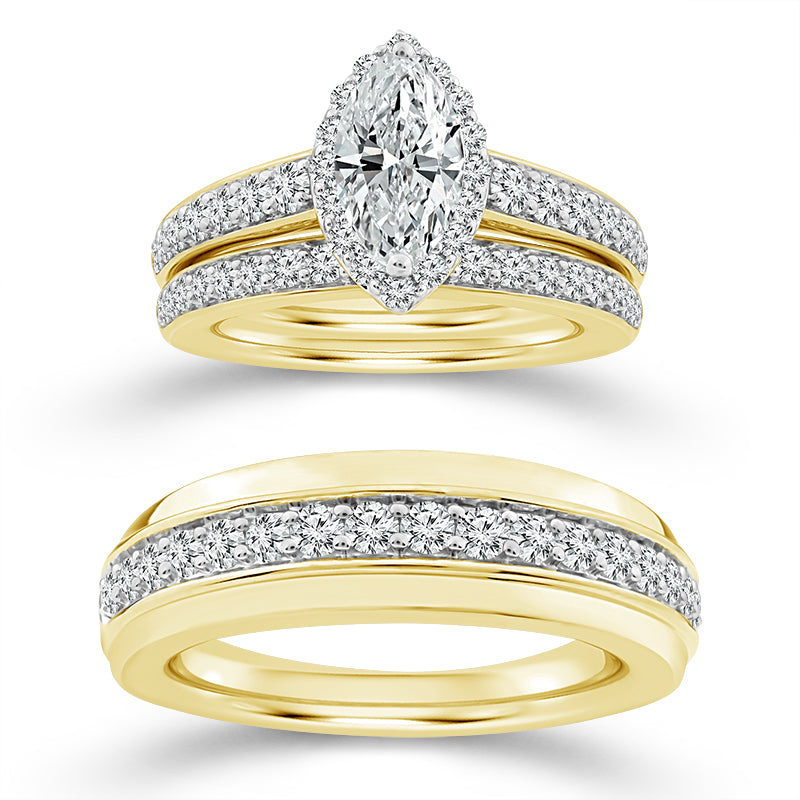 14K Yellow Gold Marquise Lab-Grown Diamond Bridal Set – 1.75 CTW - product