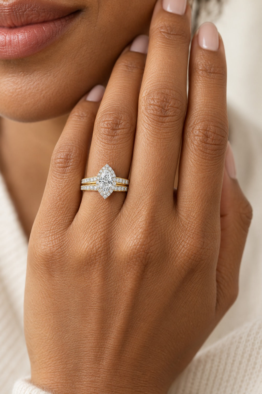 14K Yellow Gold Marquise Lab-Grown Diamond Bridal Set – 1.75 CTW - lifestyle