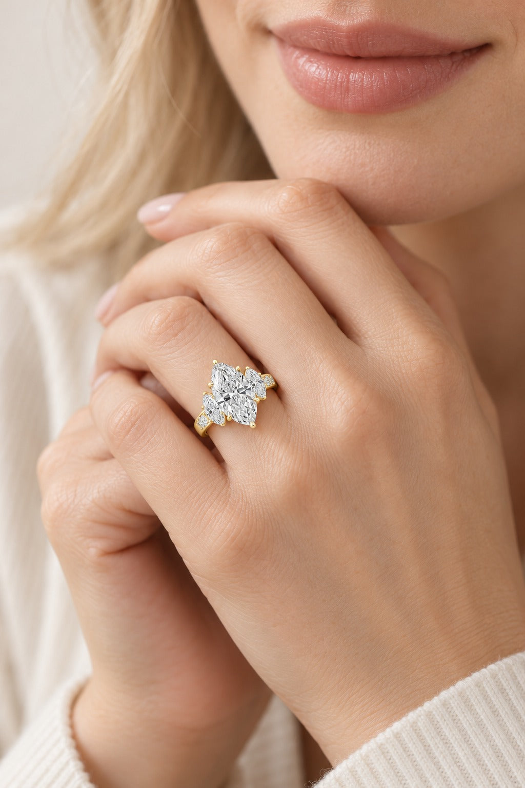 14K Yellow Gold Marquise Lab-Grown Diamond Engagement Ring – 7 CTW - lifestyle