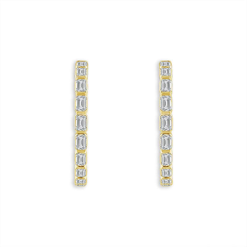 14K Yellow Gold Emerald Lab-Grown Diamond Hoop Earrings – 2.88 CTW - product