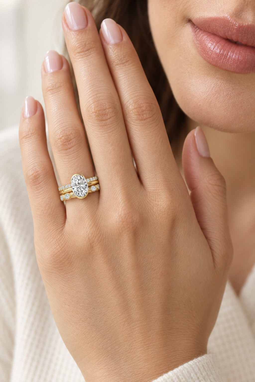 14K Yellow Gold Oval Lab-Grown Diamond Engagement Ring – 3.25 CTW - lifestyle