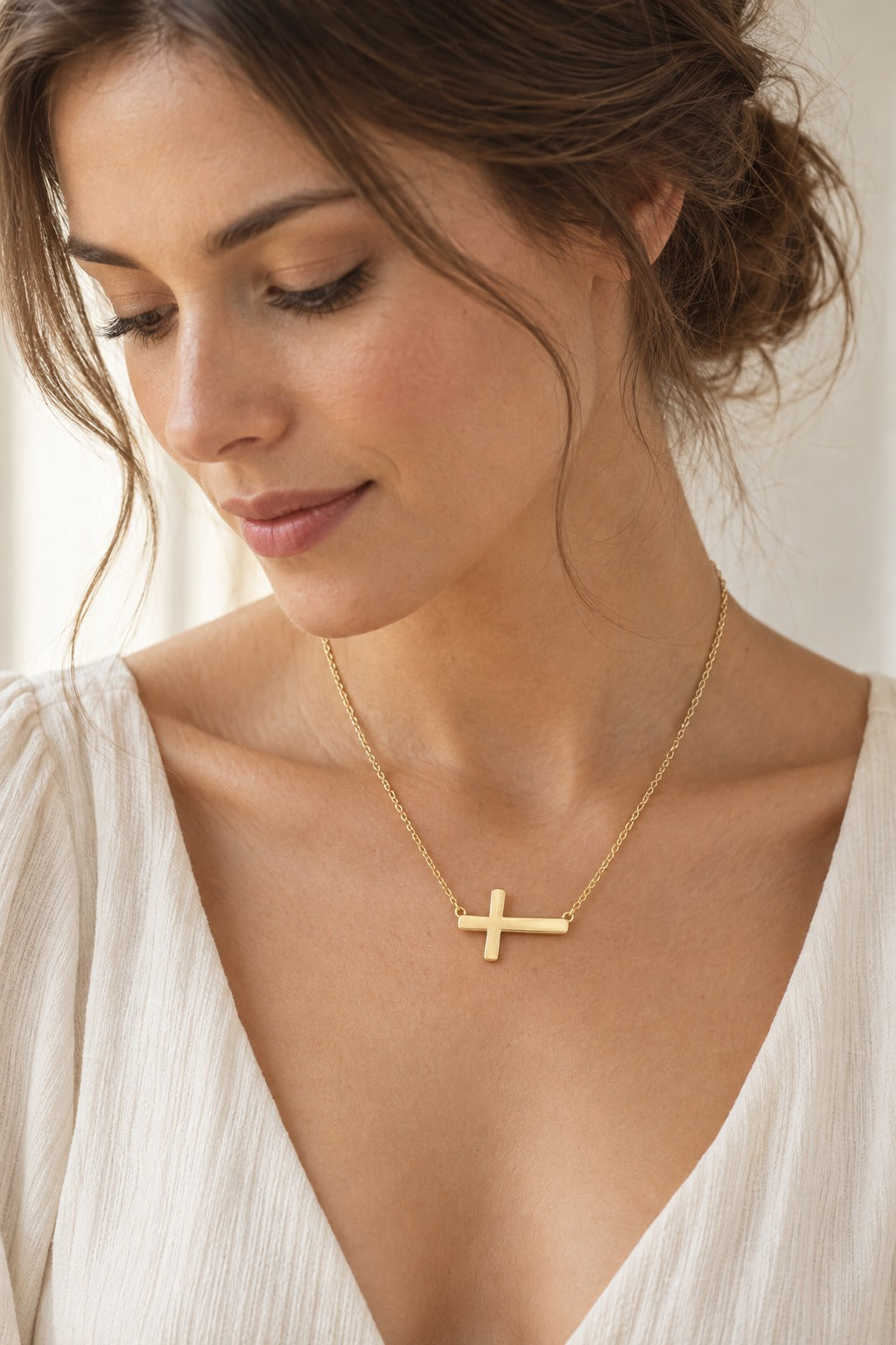 10K Yellow Gold NO No Cross Necklace – NO CTW - lifestyle