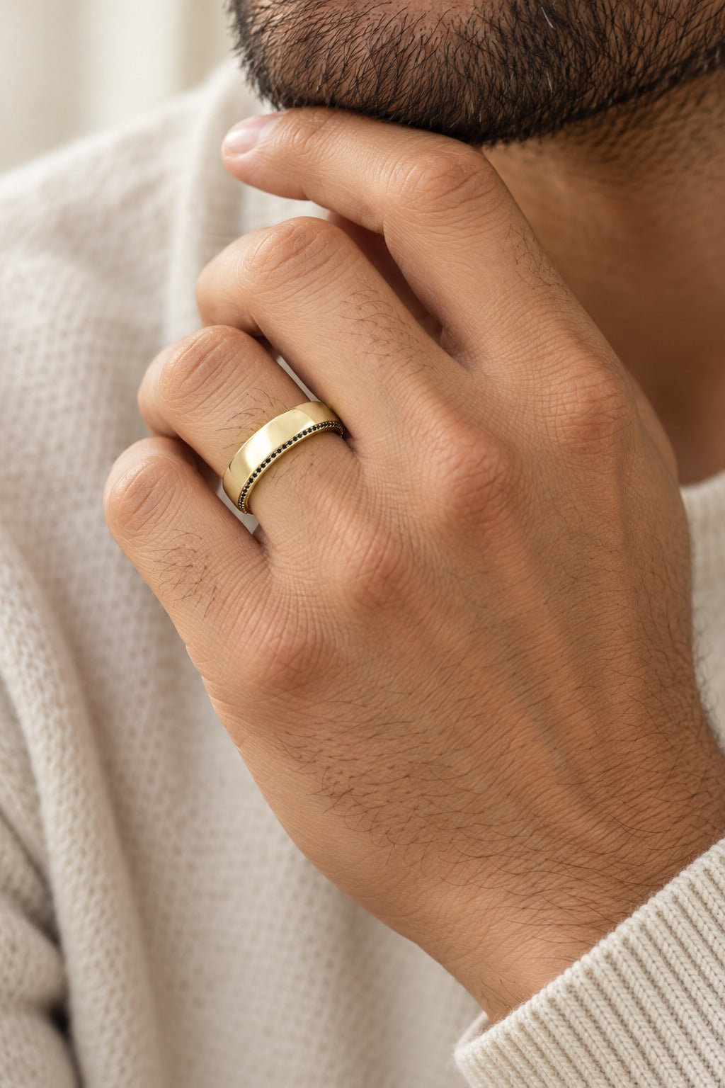 10K Yellow Gold Round Diamond Men's Fashion Ring – 0.33 CTW - lifestyle