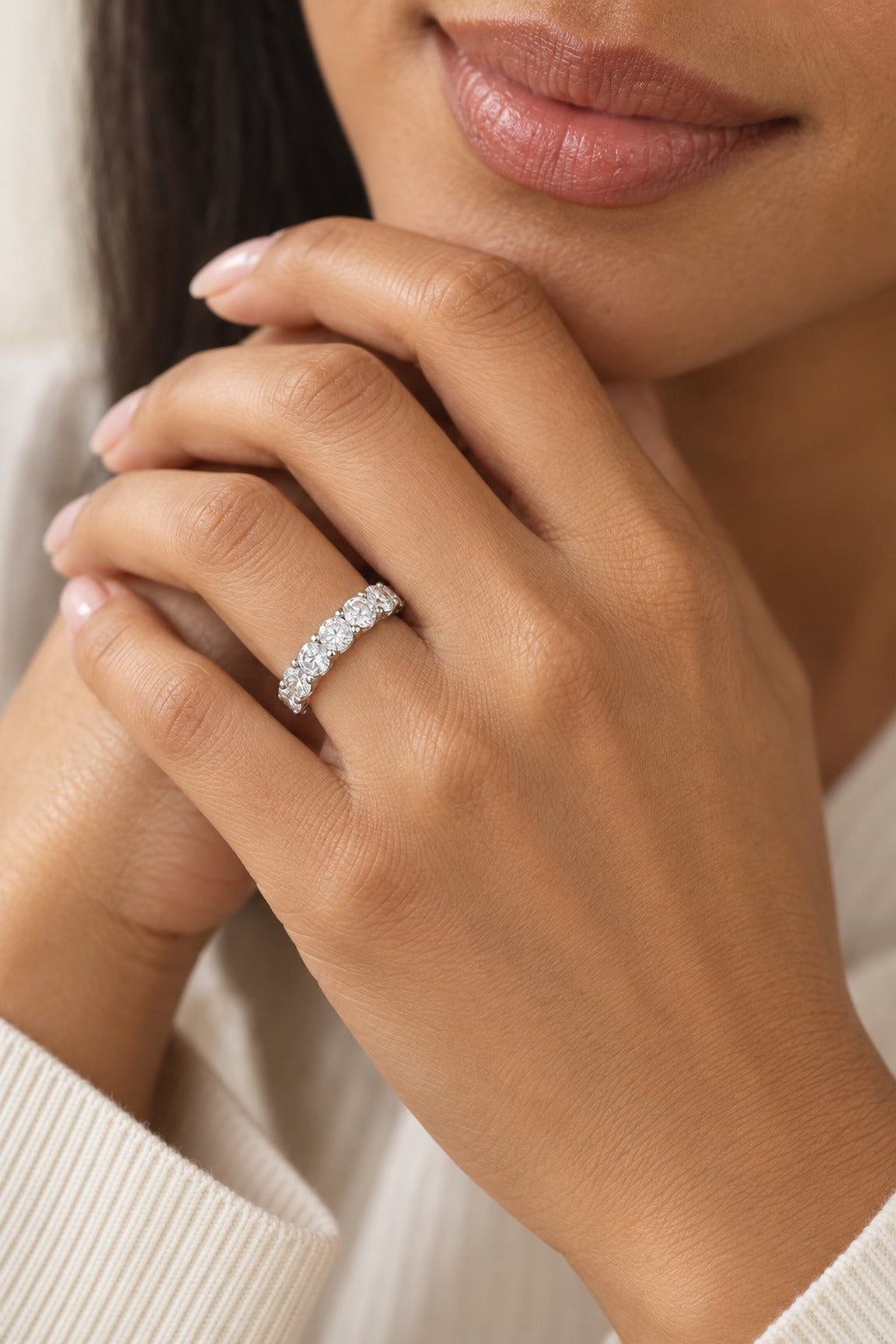14K White Gold Round Lab-Grown Diamond Wedding Band – 2 CTW - lifestyle