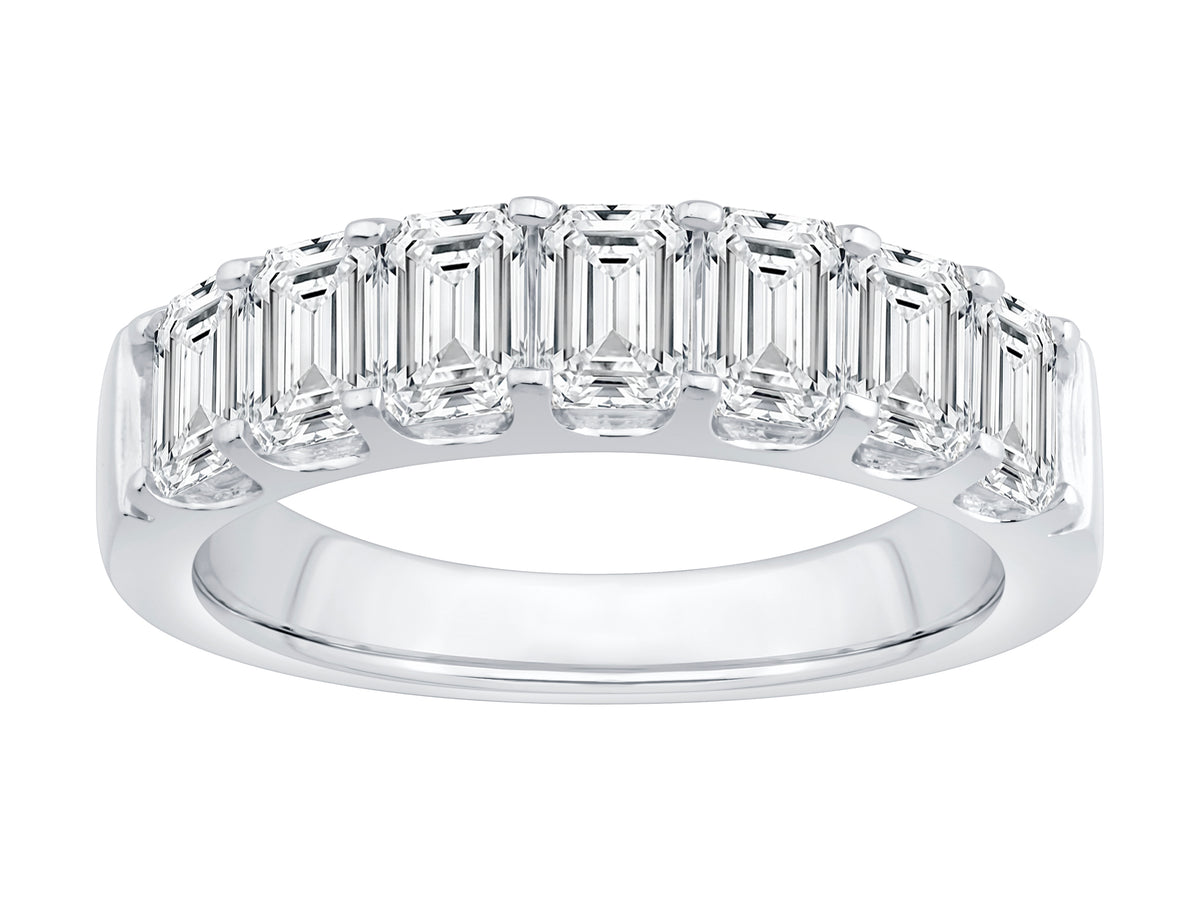 14K White Gold Emerald Diamond Wedding Band – 2 CTW - product