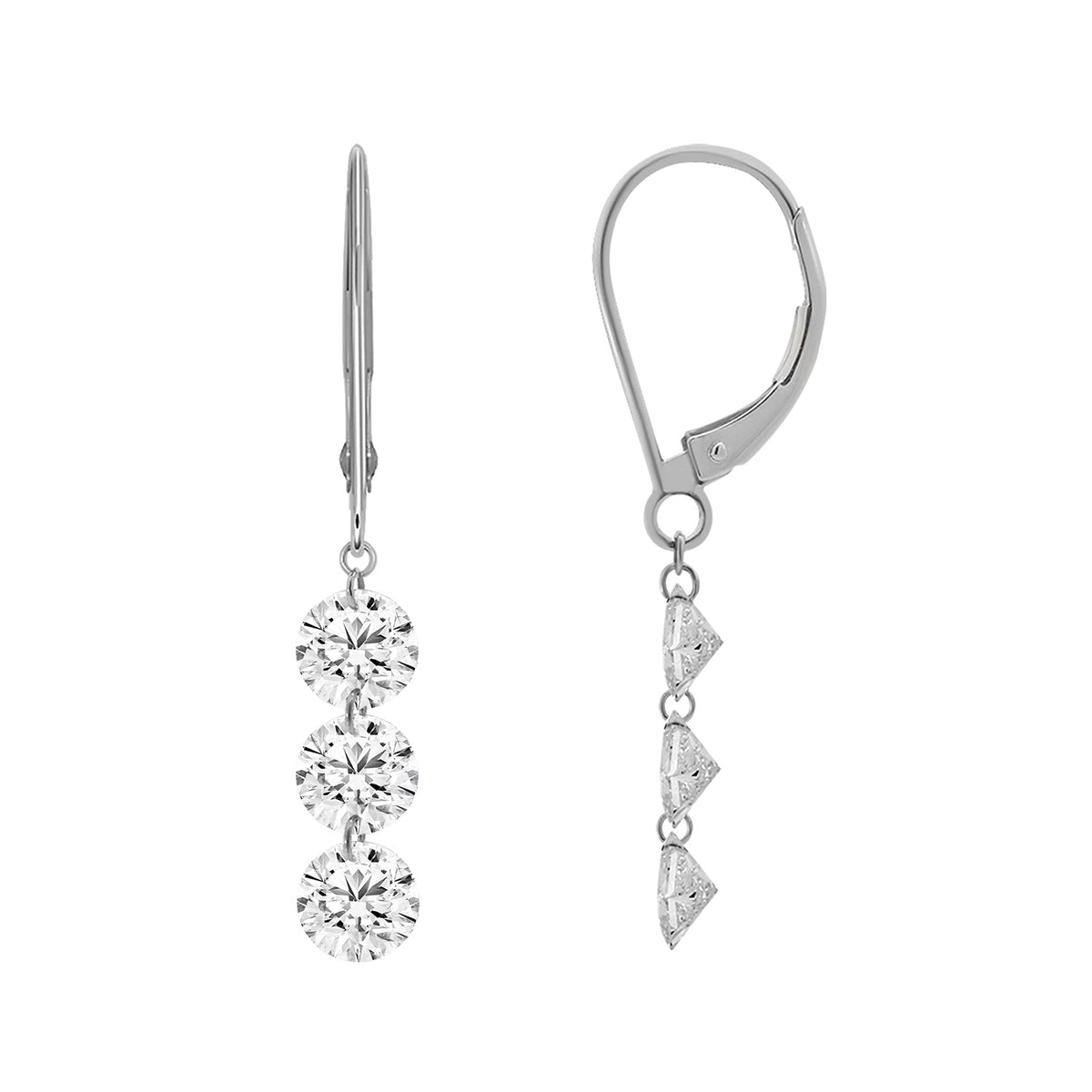 10K White Gold Round Lab-Grown Diamond Fashion Earring – 1.8 CTW - product