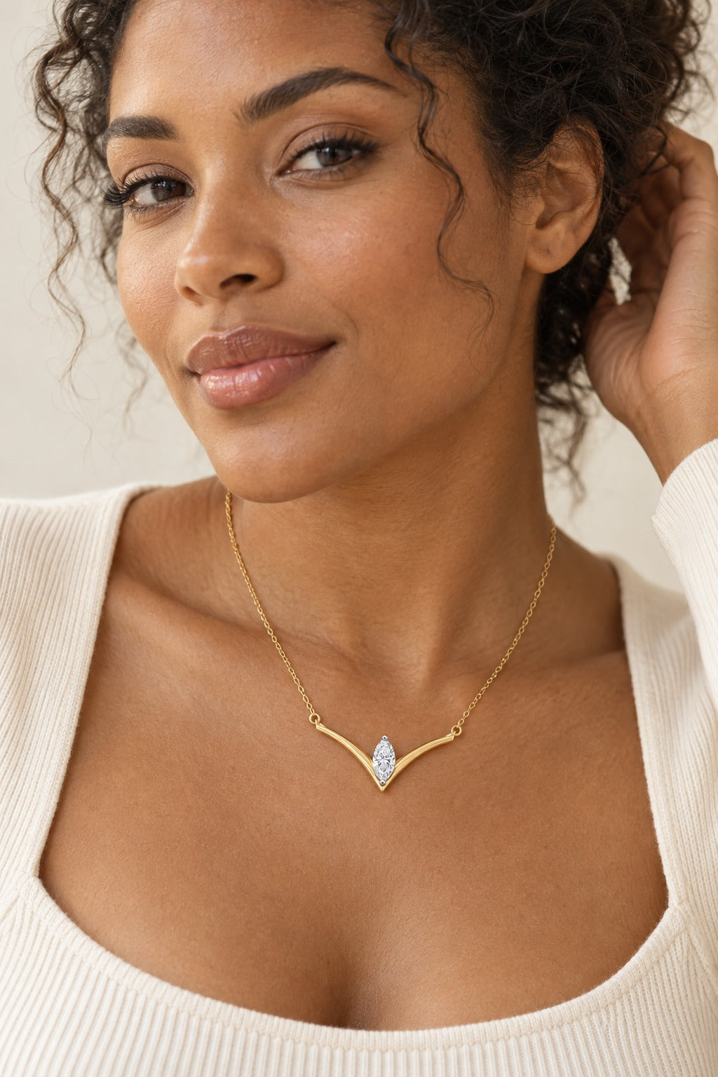 10K Yellow Gold Marquise Lab-Grown Diamond Fashion Necklace – 0.4 CTW - product
