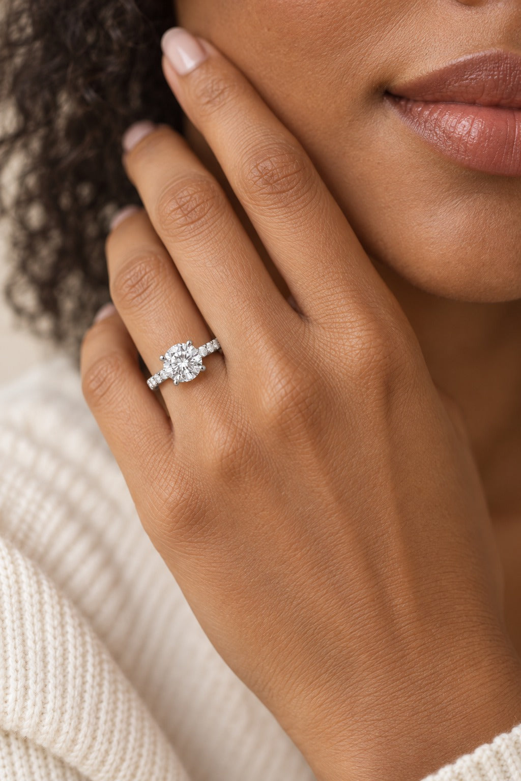 10K White Gold Round Lab-Grown Diamond Engagement Ring – 1.25 CTW - product