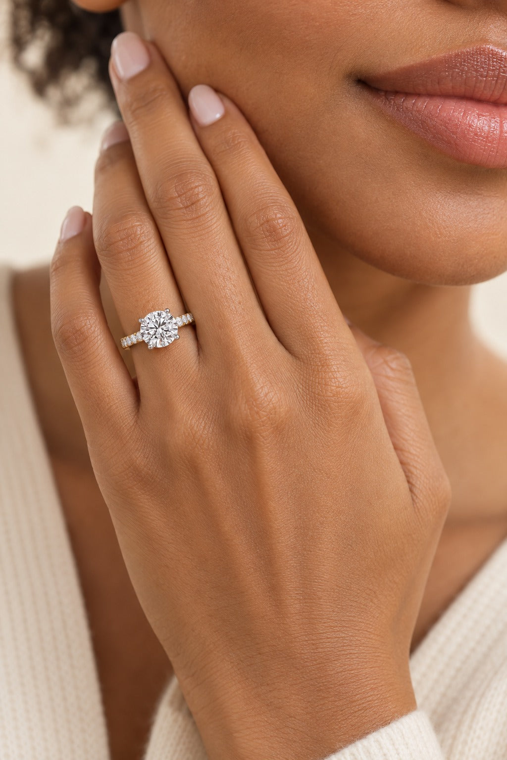 10K Yellow Gold Round Lab-Grown Diamond Engagement Ring – 1.25 CTW - lifestyle