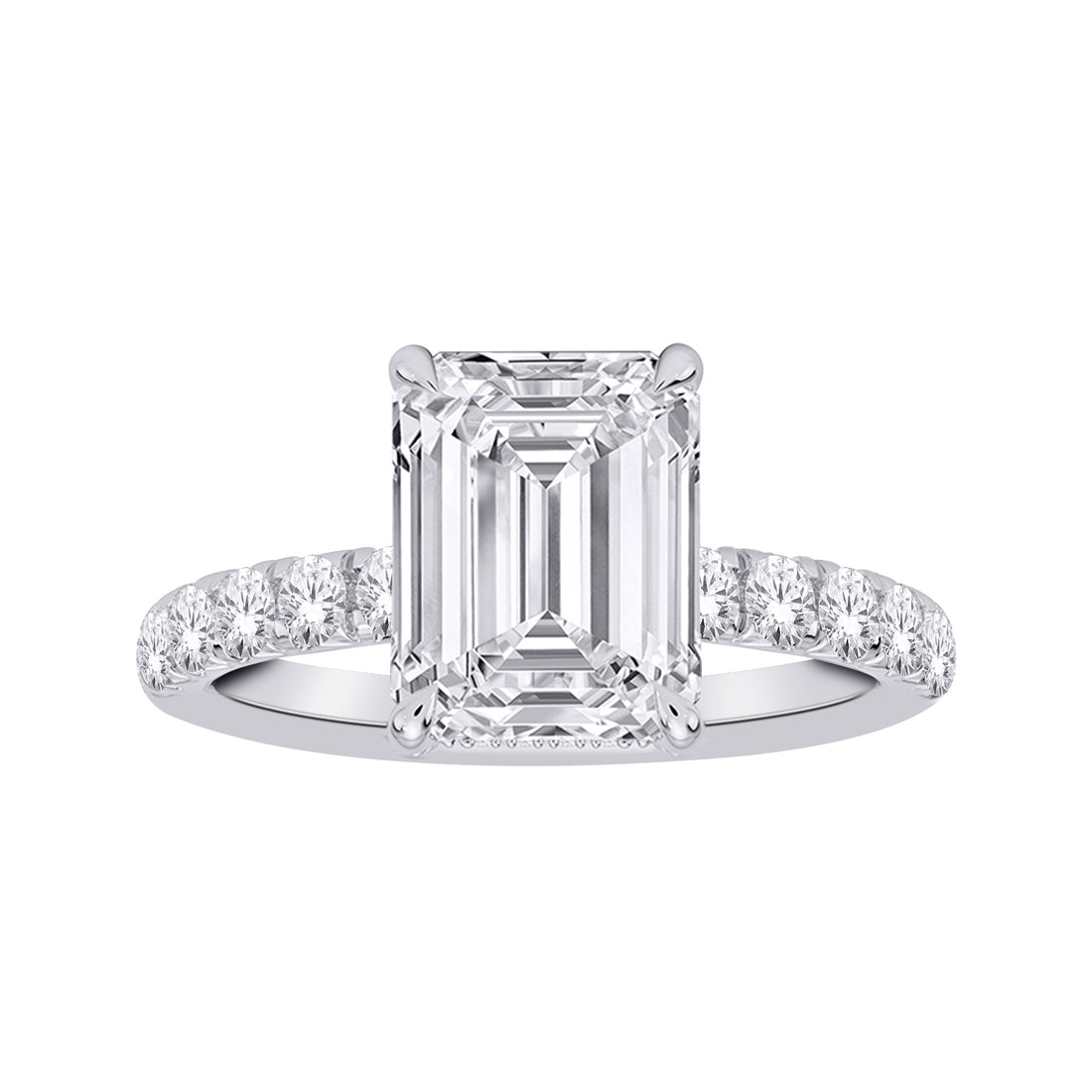 10K White Gold Emerald Lab-Grown Diamond Engagement Ring – 1.25 CTW - product