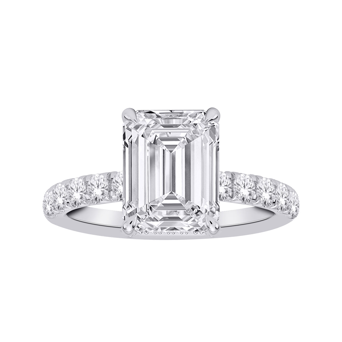 10K White Gold Emerald Lab-Grown Diamond Engagement Ring – 1.25 CTW - product