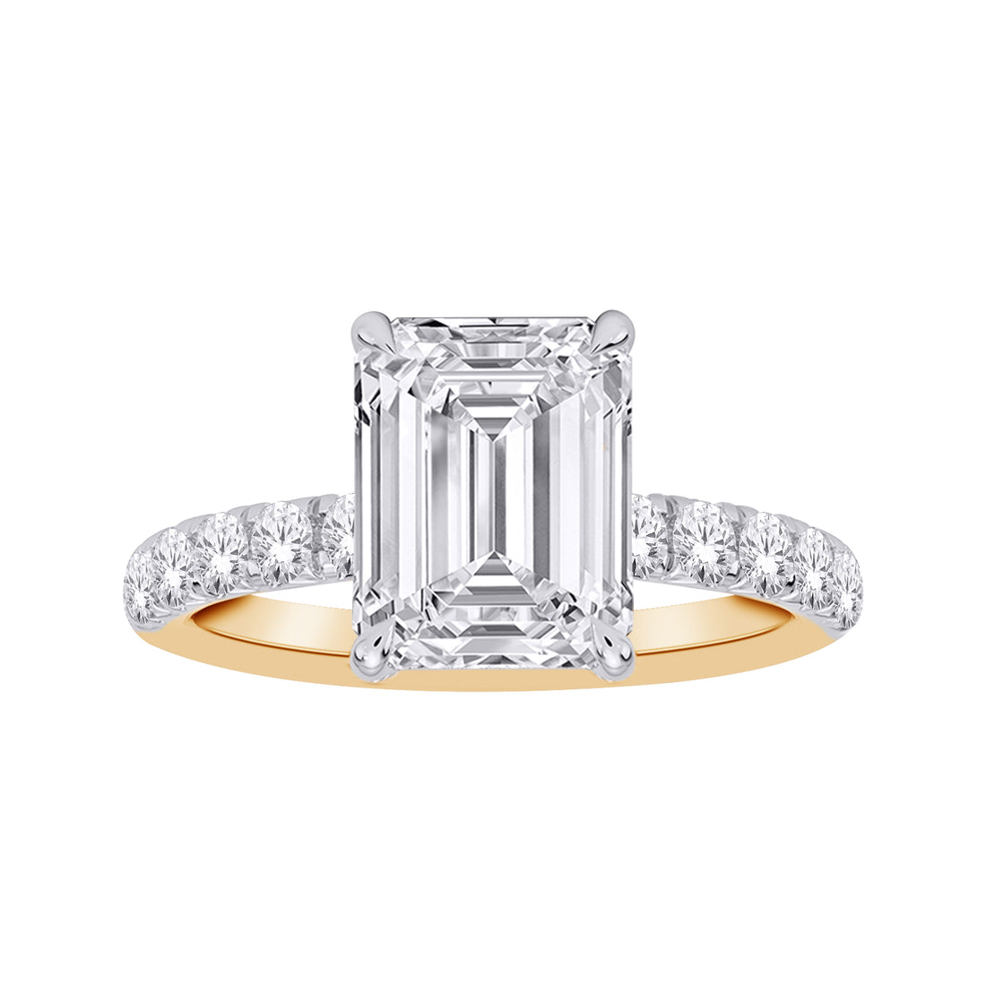 10K Yellow Gold Emerald Lab-Grown Diamond Engagement Ring – 1.25 CTW - product