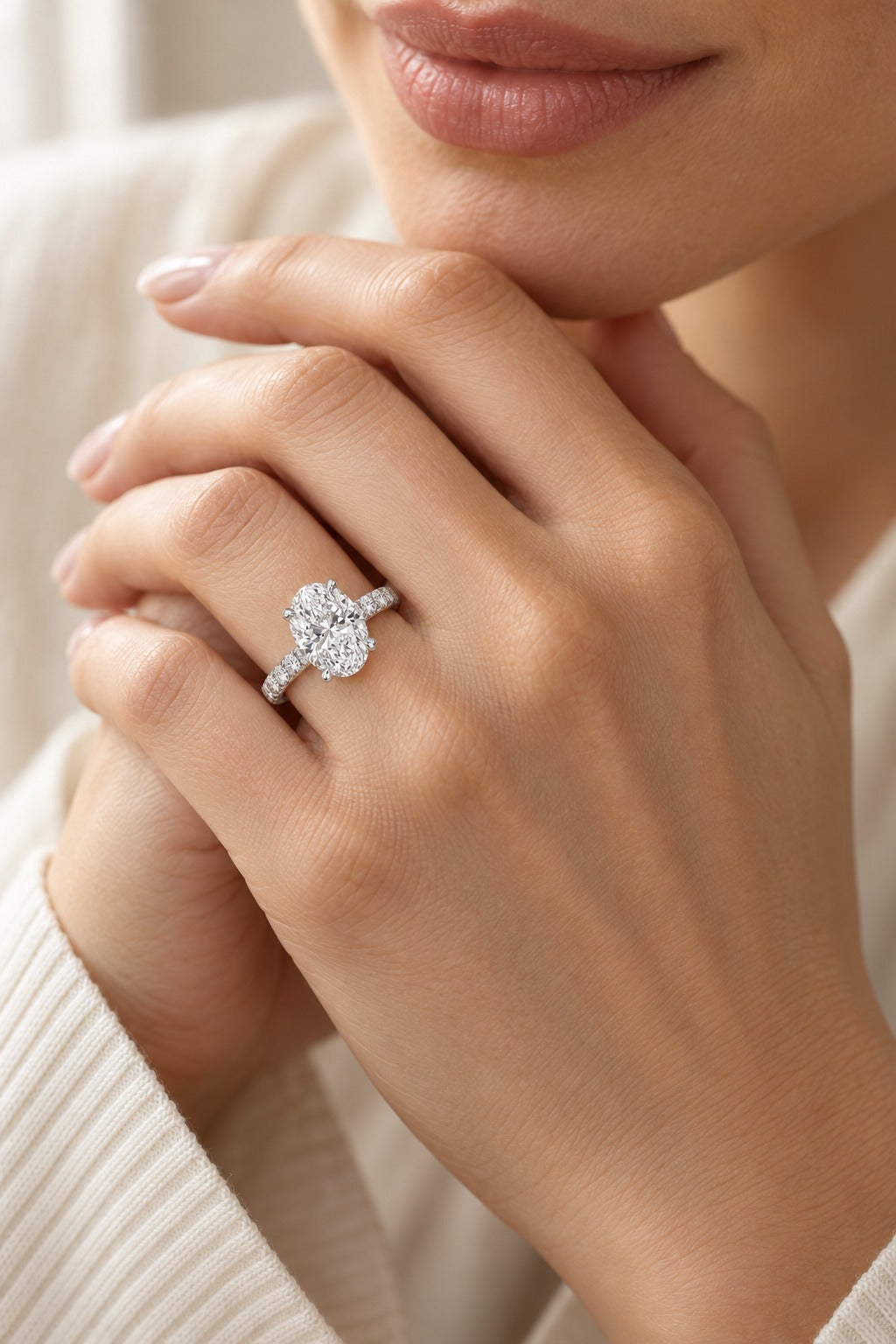 10K White Gold Oval Lab-Grown Diamond Engagement Ring – 1.25 CTW - product