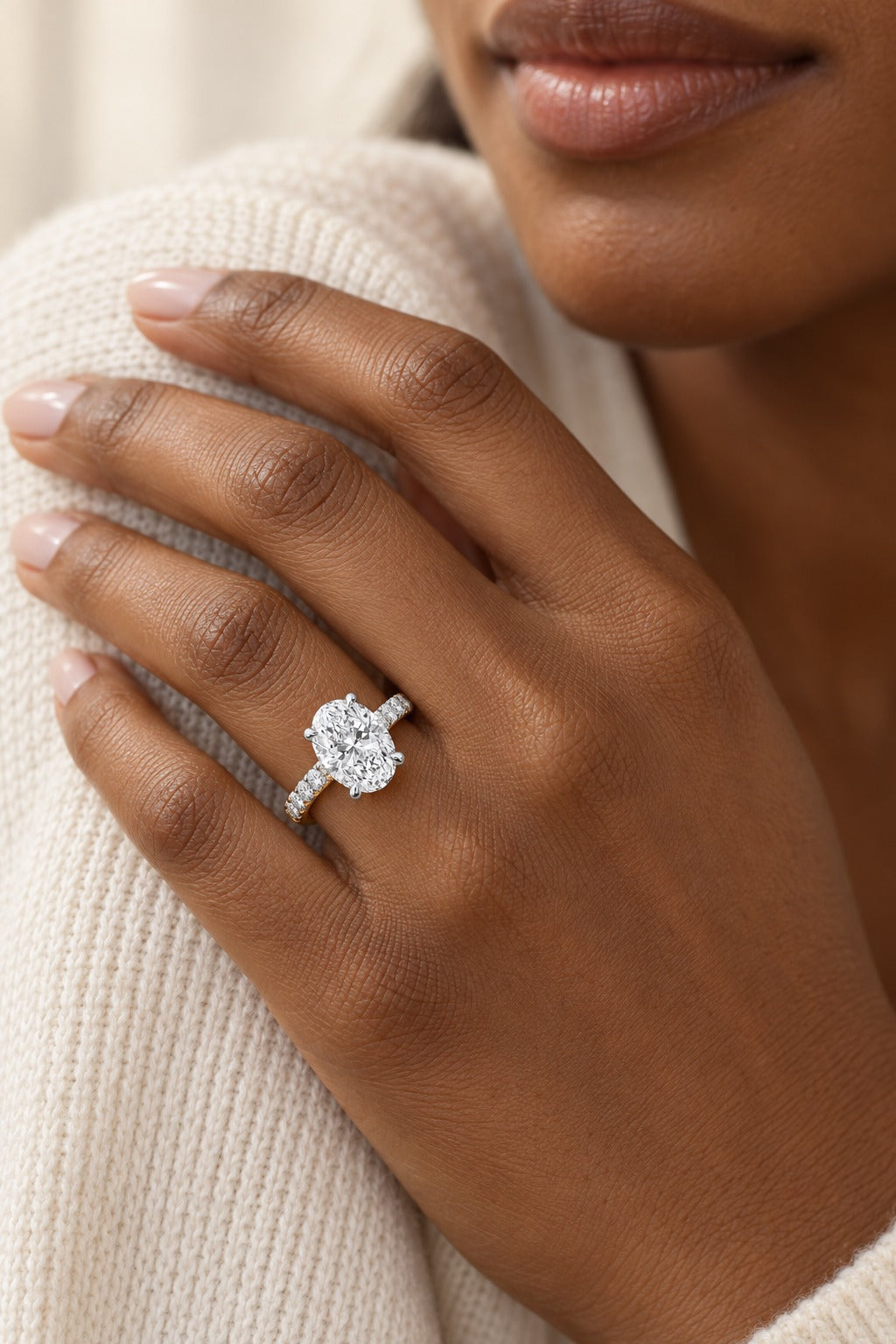 10K Yellow Gold Oval Lab-Grown Diamond Engagement Ring – 1.25 CTW - product