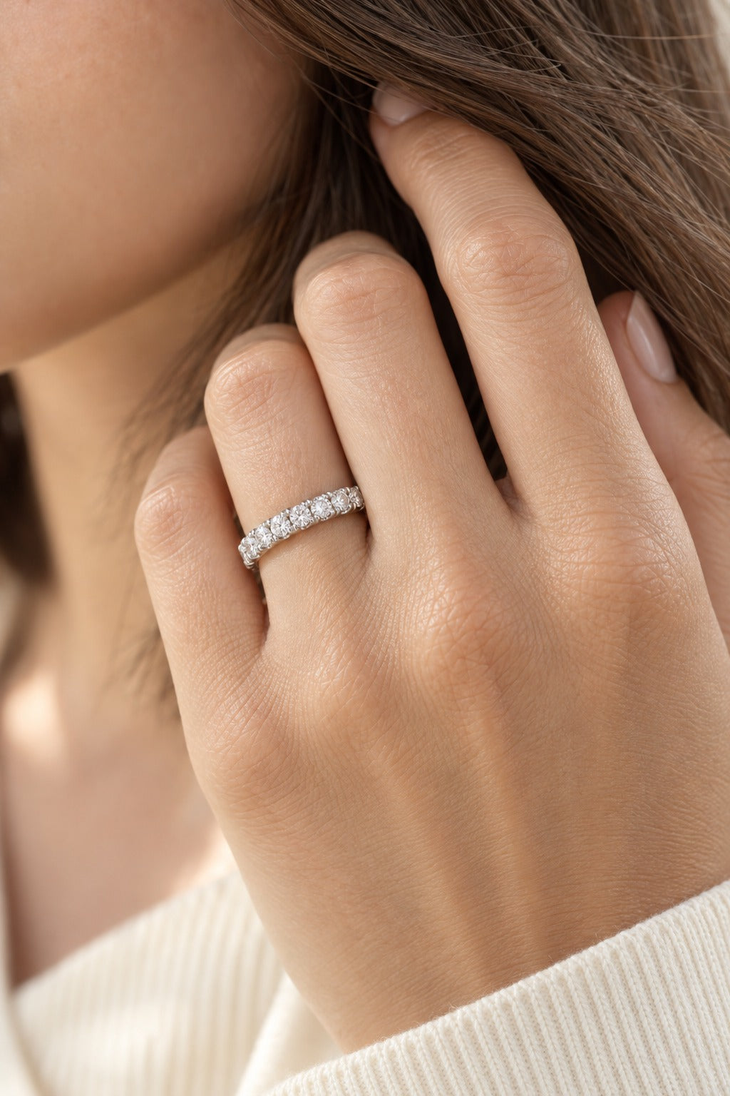 10K White Gold Round Lab-Grown Diamond Wedding Band – 0.2 CTW - product
