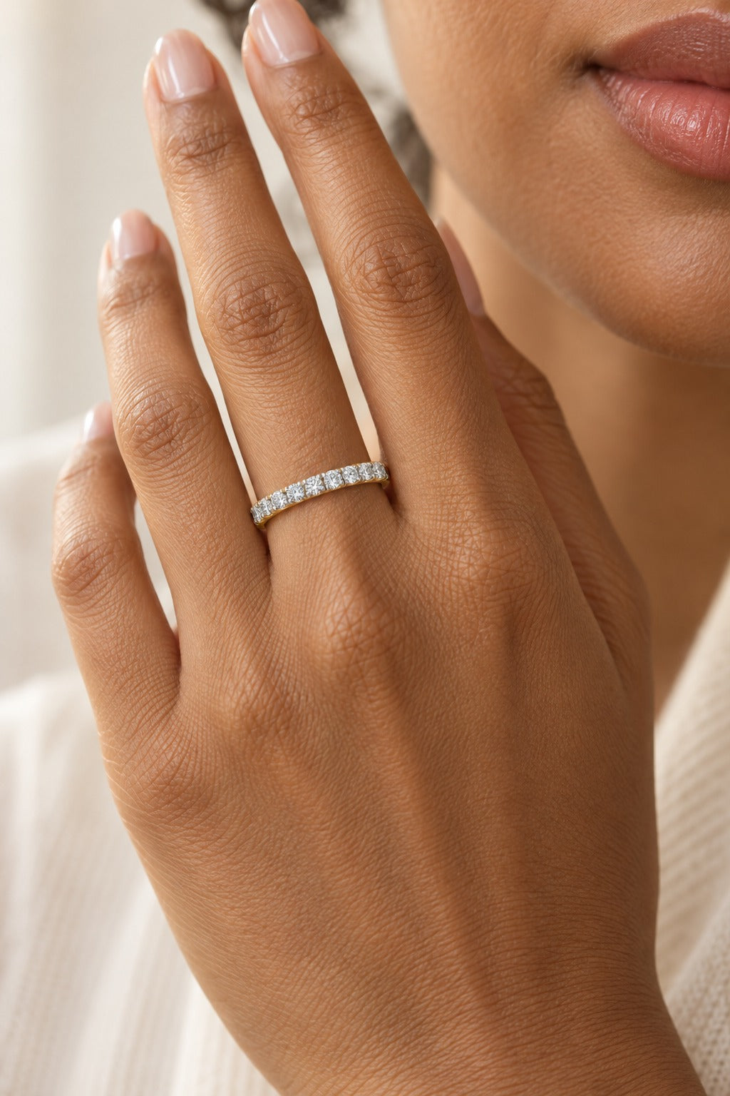 10K Yellow Gold Round Lab-Grown Diamond Wedding Band – 0.2 CTW - lifestyle