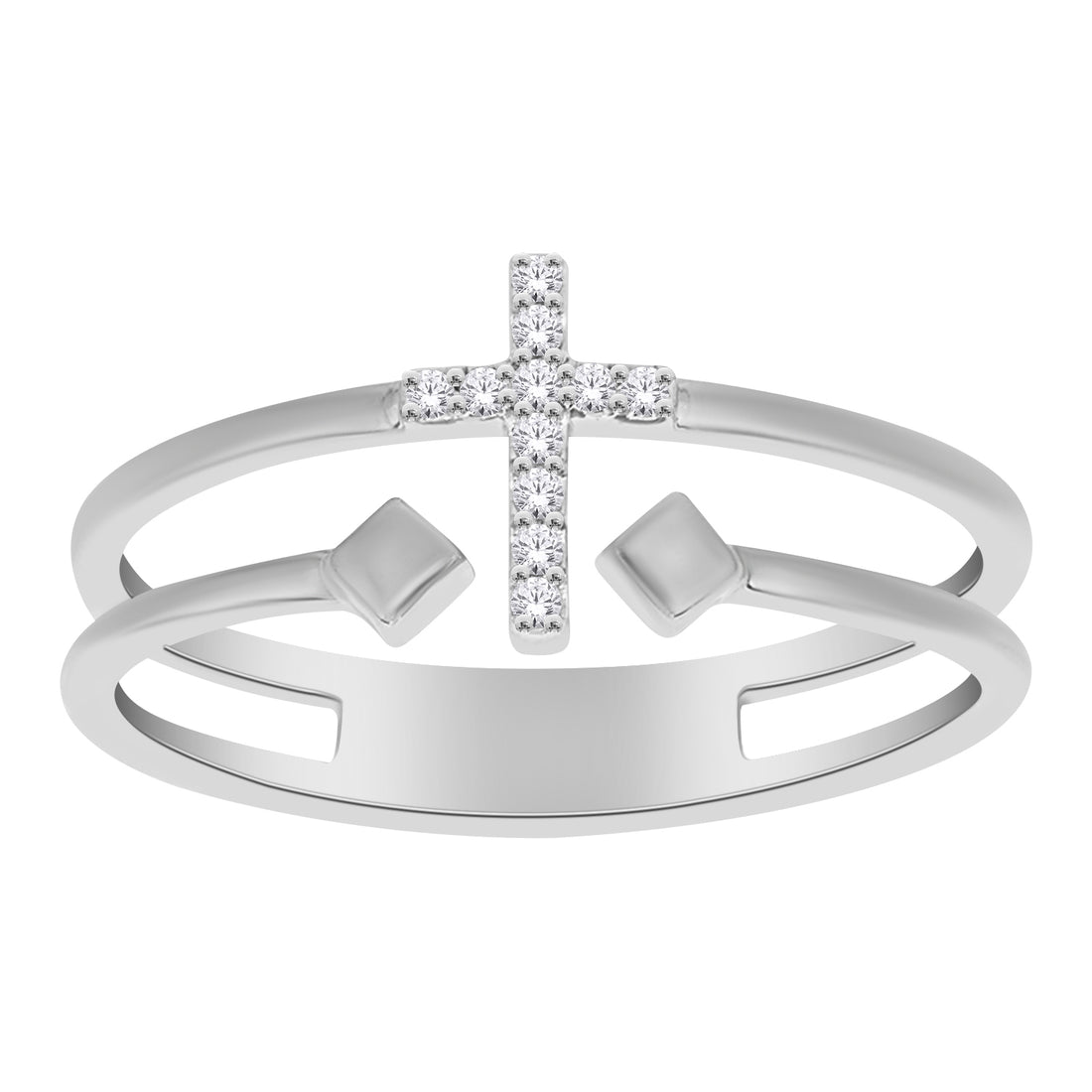 10K White Gold Round Lab-Grown Diamond Fashion Ring – 0.05 CTW - product