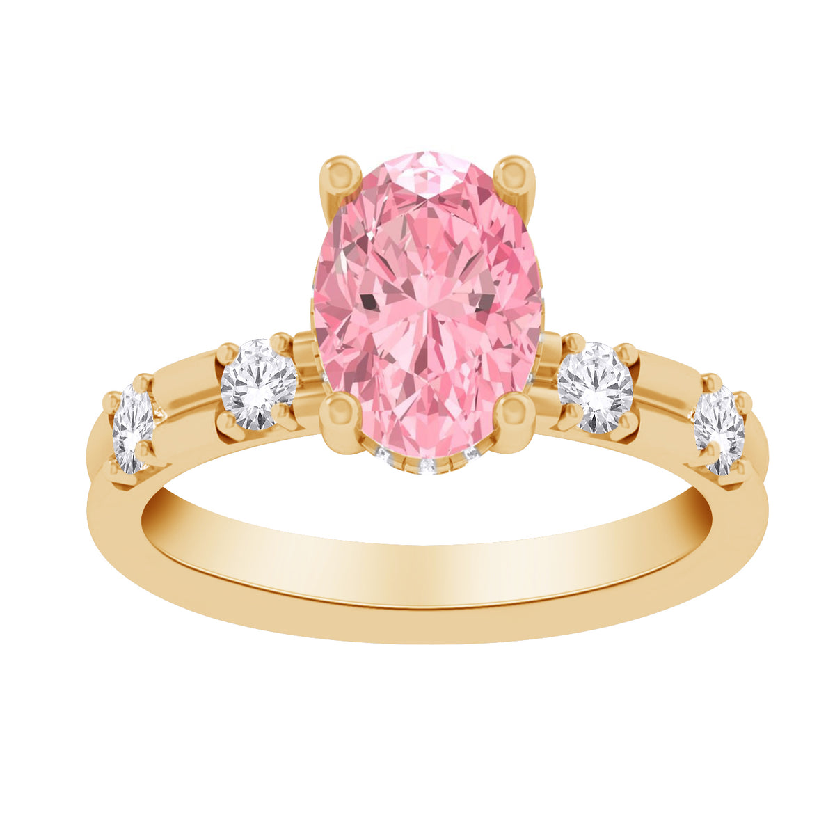 10K Yellow Gold Oval Blue Lab-Grown Diamond Engagement Ring – 2.35 CTW - product