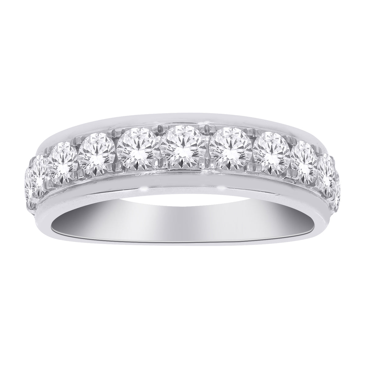 10K White Gold Round Lab-Grown Diamond Men's Wedding Band – 1.65 CTW - product