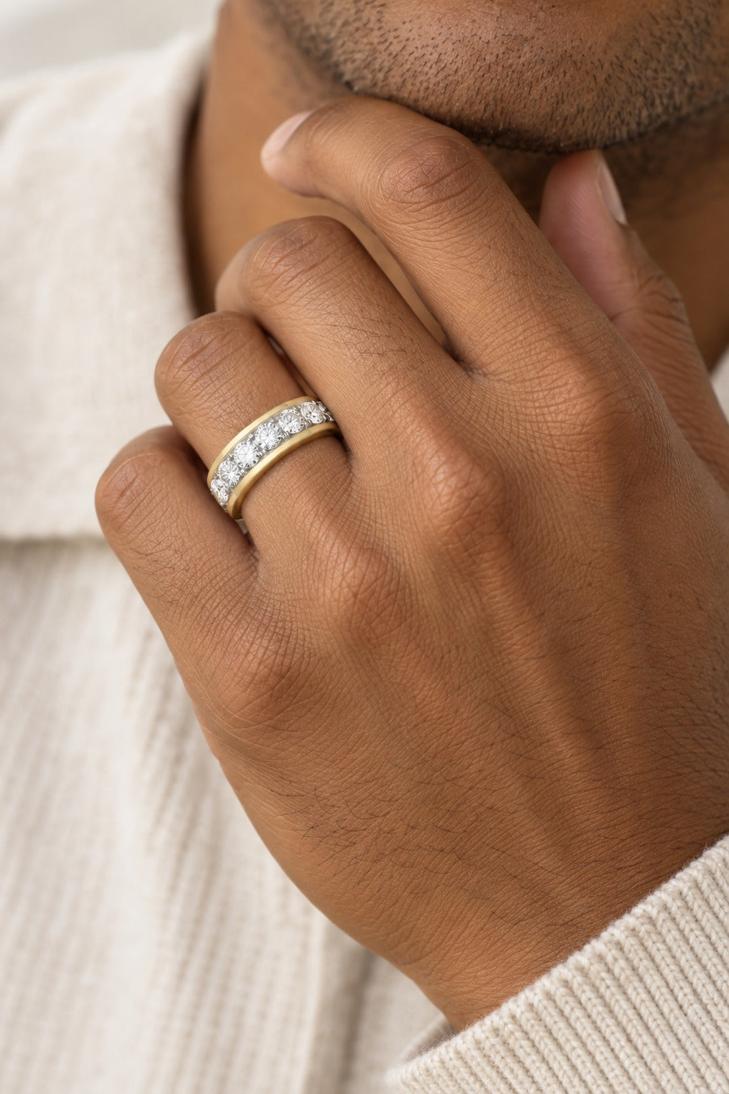 10K Yellow Gold Round Lab-Grown Diamond Wedding Band – 1.65 CTW - lifestyle