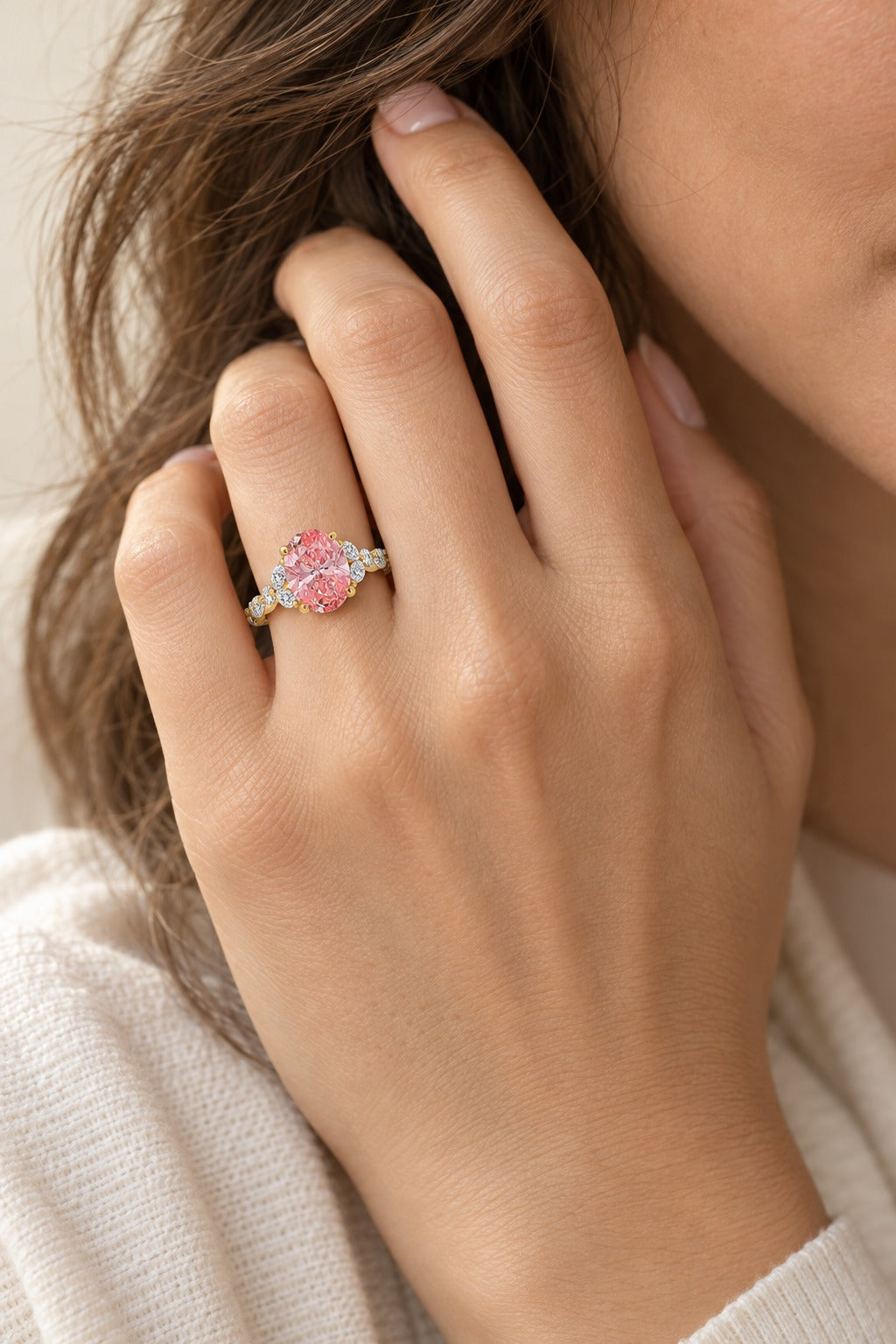10K Yellow Gold Lab-Grown Diamond Engagement Ring – 3 CTW - lifestyle