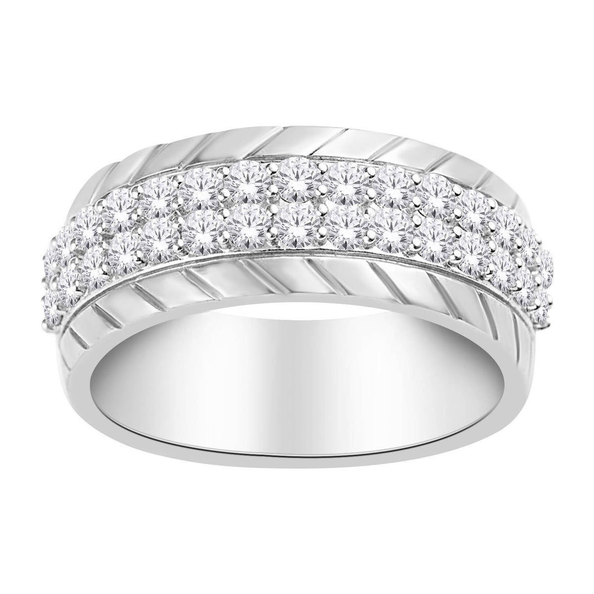 10K White Gold Round Lab-Grown Diamond Men's Wedding Band – 1 CTW - product