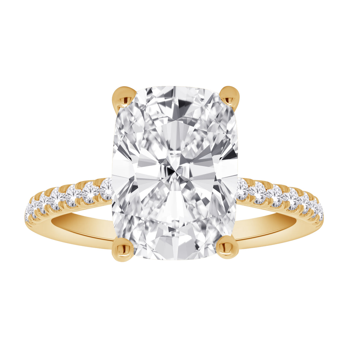 14K Yellow Gold Cushion Lab-Grown Diamond Engagement Ring – 5.4 CTW - product