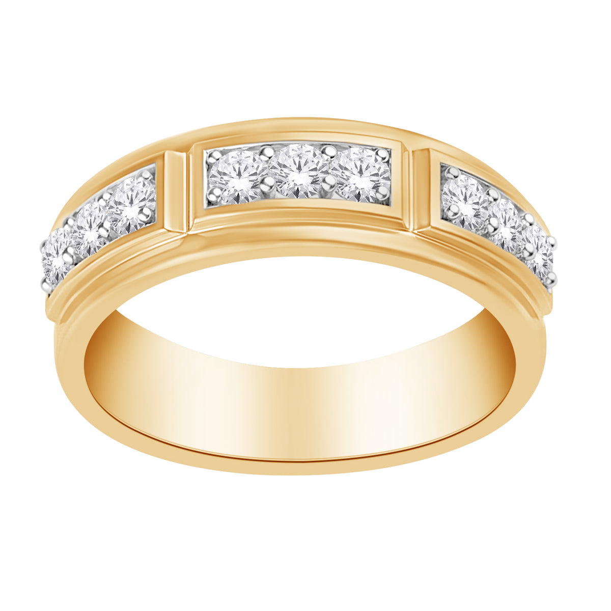 10K Yellow Gold Round Lab-Grown Diamond Men's Wedding Band – 0.6 CTW - product