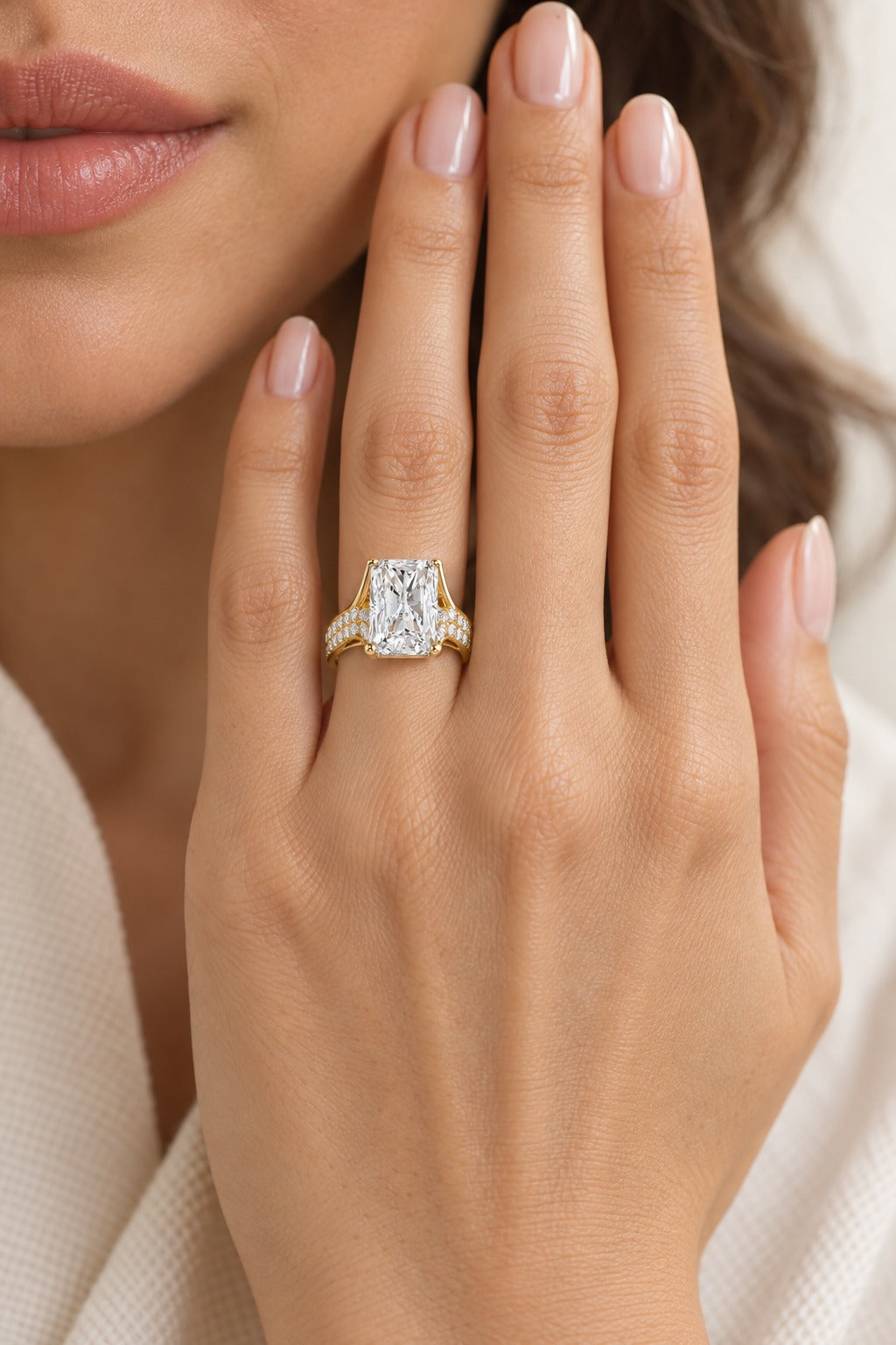 14K Yellow Gold Lab-Grown Diamond Engagement Ring – 12 CTW - lifestyle