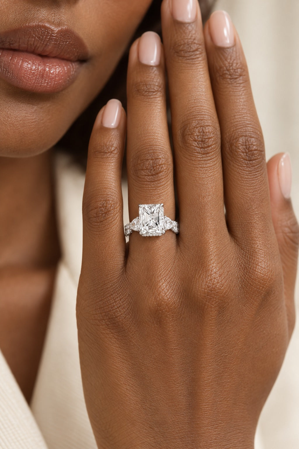 14K White Gold Lab-Grown Diamond Engagement Ring – 12 CTW - lifestyle