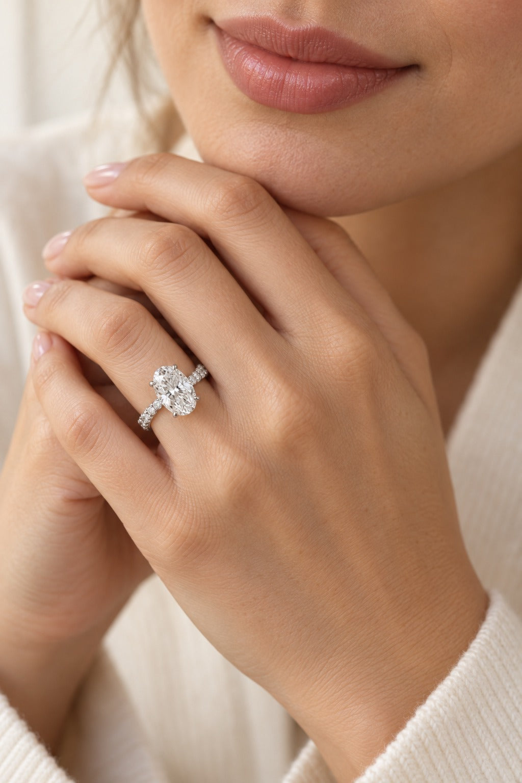 14K White Gold Lab-Grown Diamond Engagement Ring – 11 CTW - lifestyle