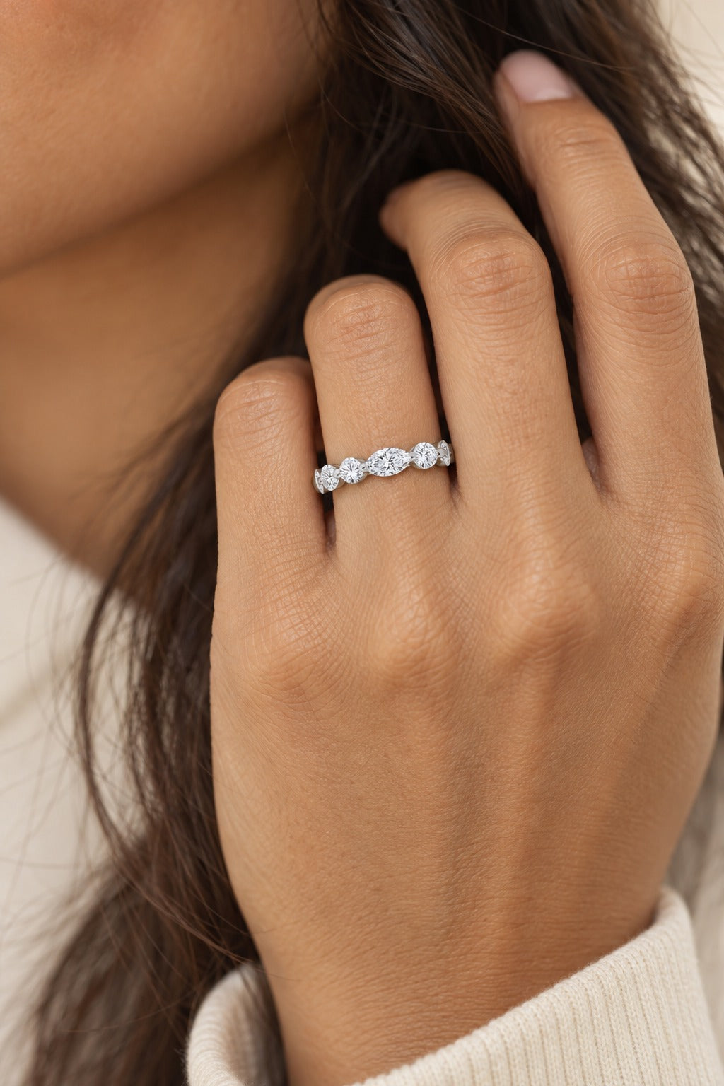 14K White Gold Lab-Grown Diamond Wedding Band – 1 CTW - product