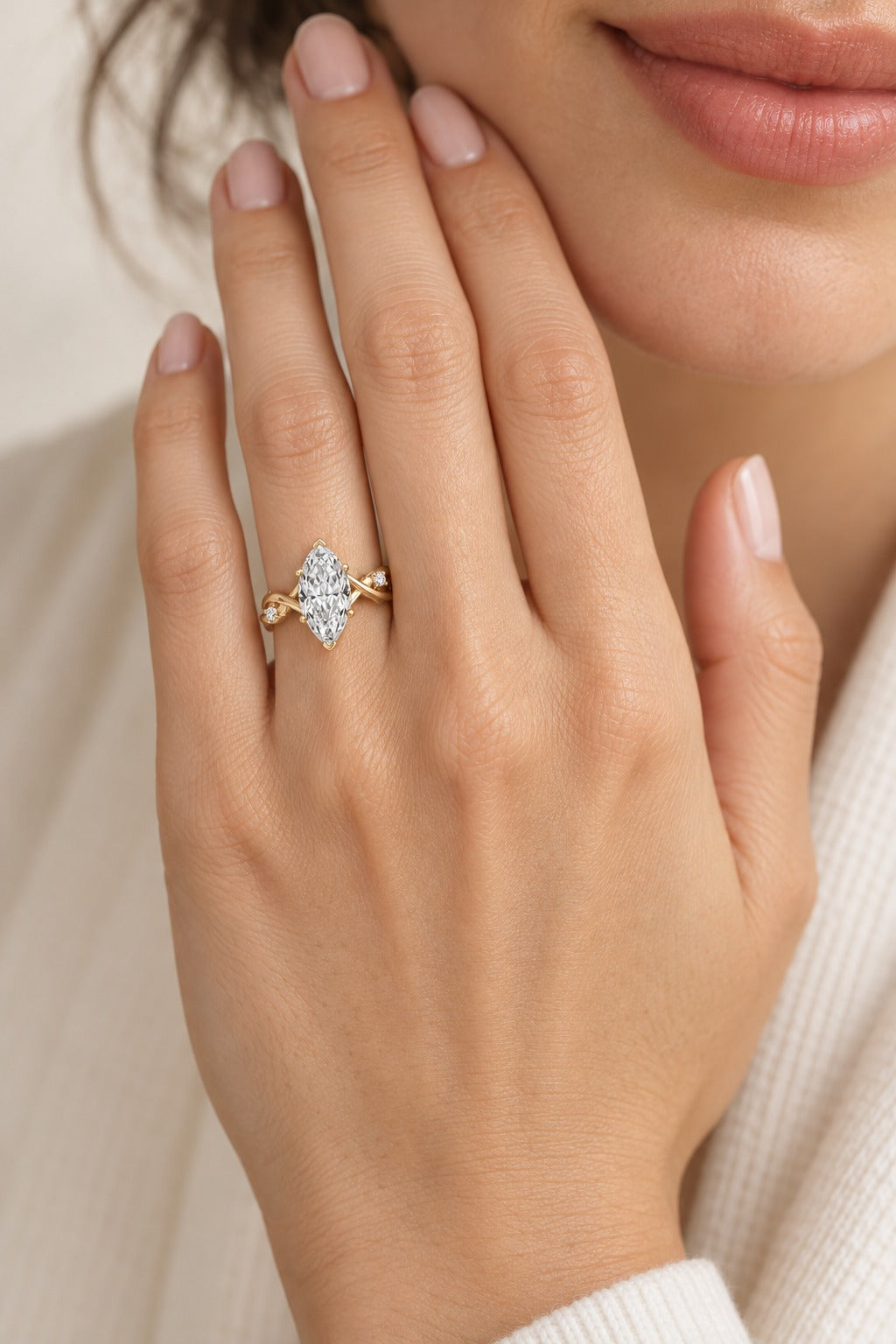 14K Yellow Gold Lab-Grown Diamond Bypass Twist Engagement Ring – 2.1 CTW - product