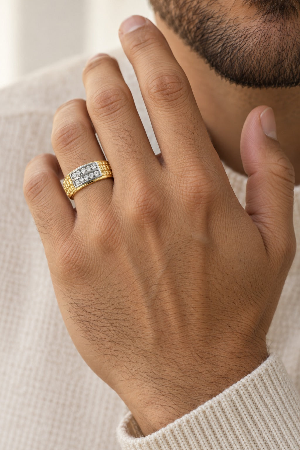 10K Yellow Gold 0.50 ctw Diamond Men'S Band - worn