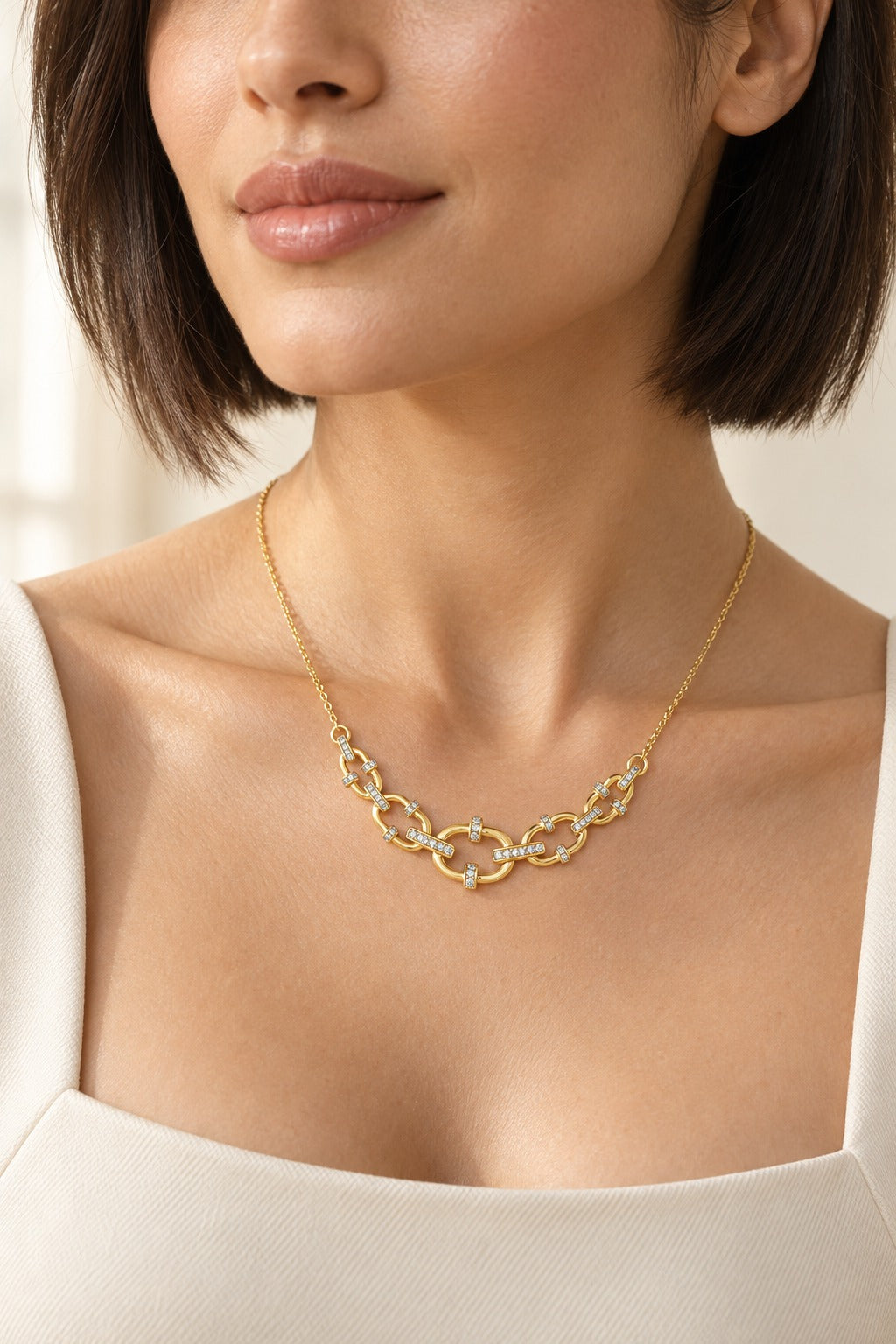 Sterling Silver Round Lab-Grown Diamond Necklace – 0.4 CTW - lifestyle