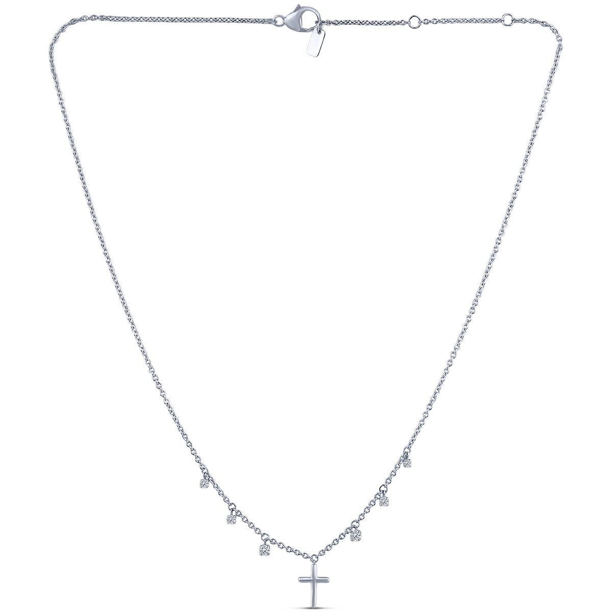 Sterling Silver Round Lab-Grown Diamond Cross Necklace – 0.4 CTW - product