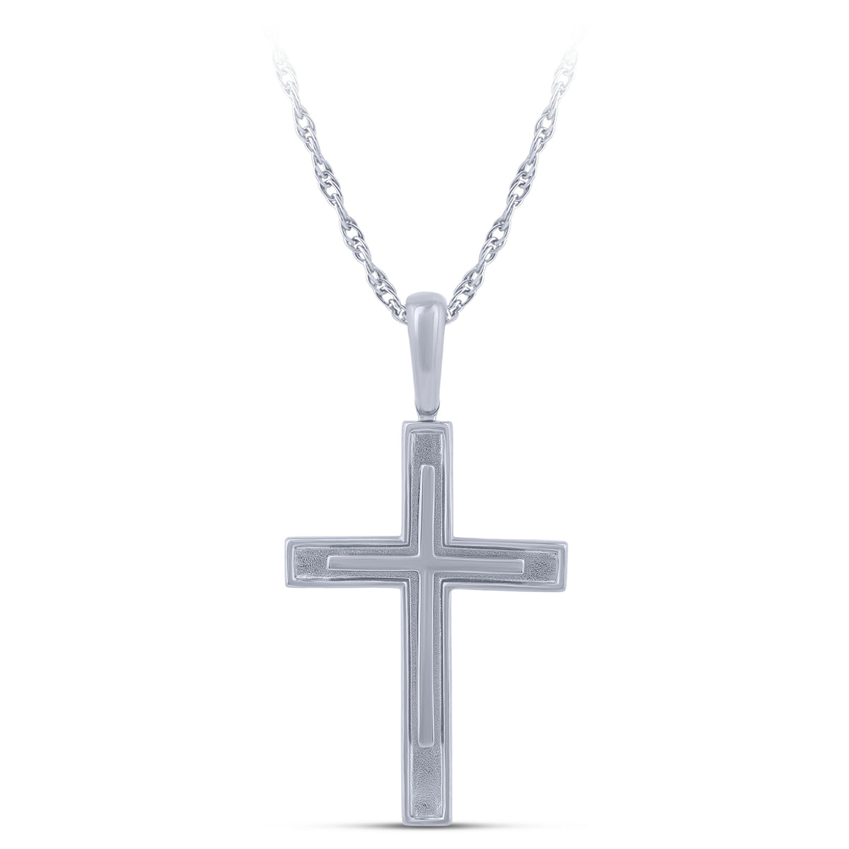 10K White Gold Cross Pendant - product