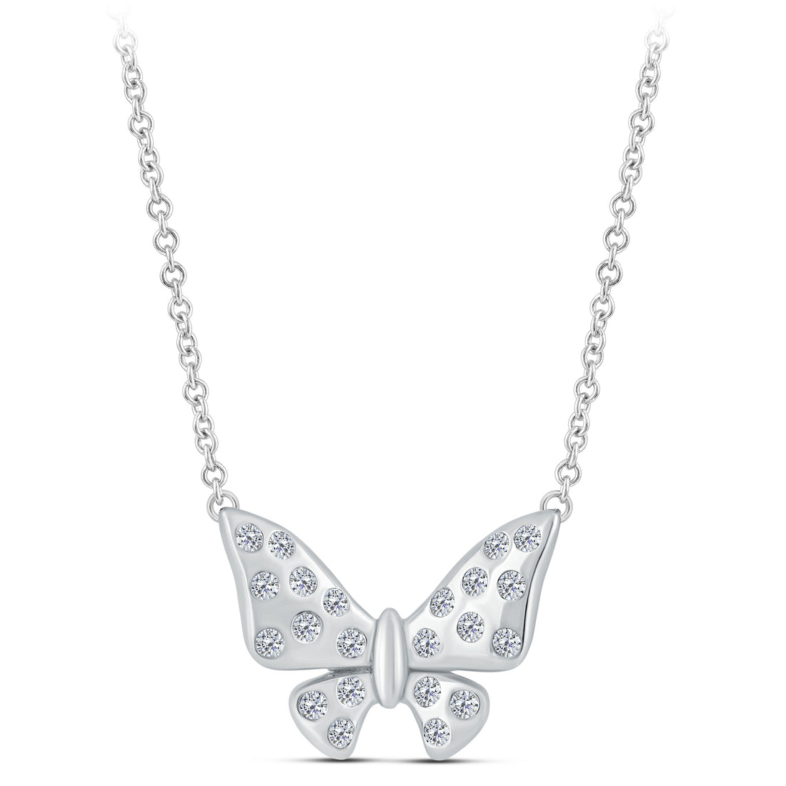 10K White Gold Round Lab-Grown Diamond Necklace – 0.198 CTW - product