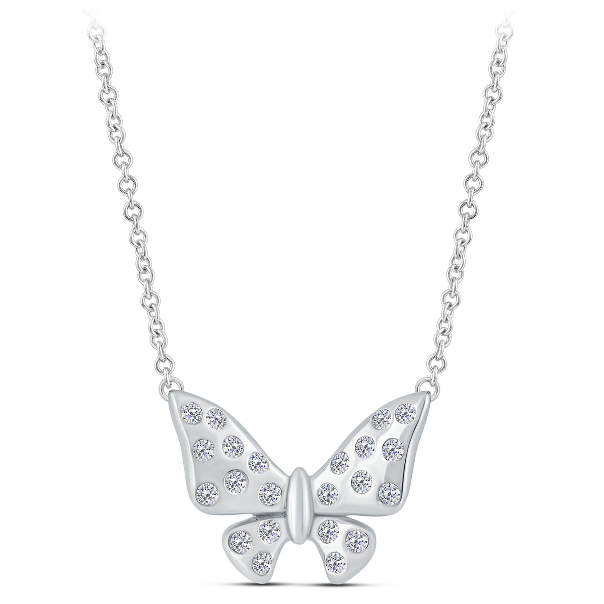 10K White Gold Round Lab-Grown Diamond Necklace – 0.198 CTW - product