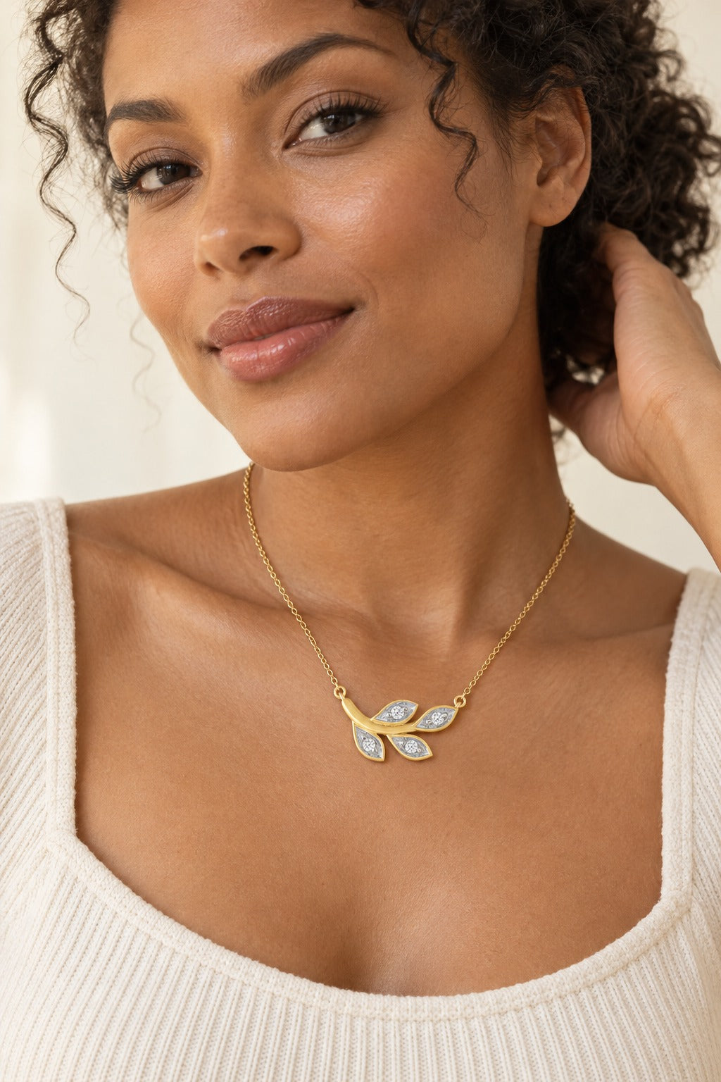 Sterling Silver Round Lab-Grown Diamond Necklace – 0.1 CTW - lifestyle