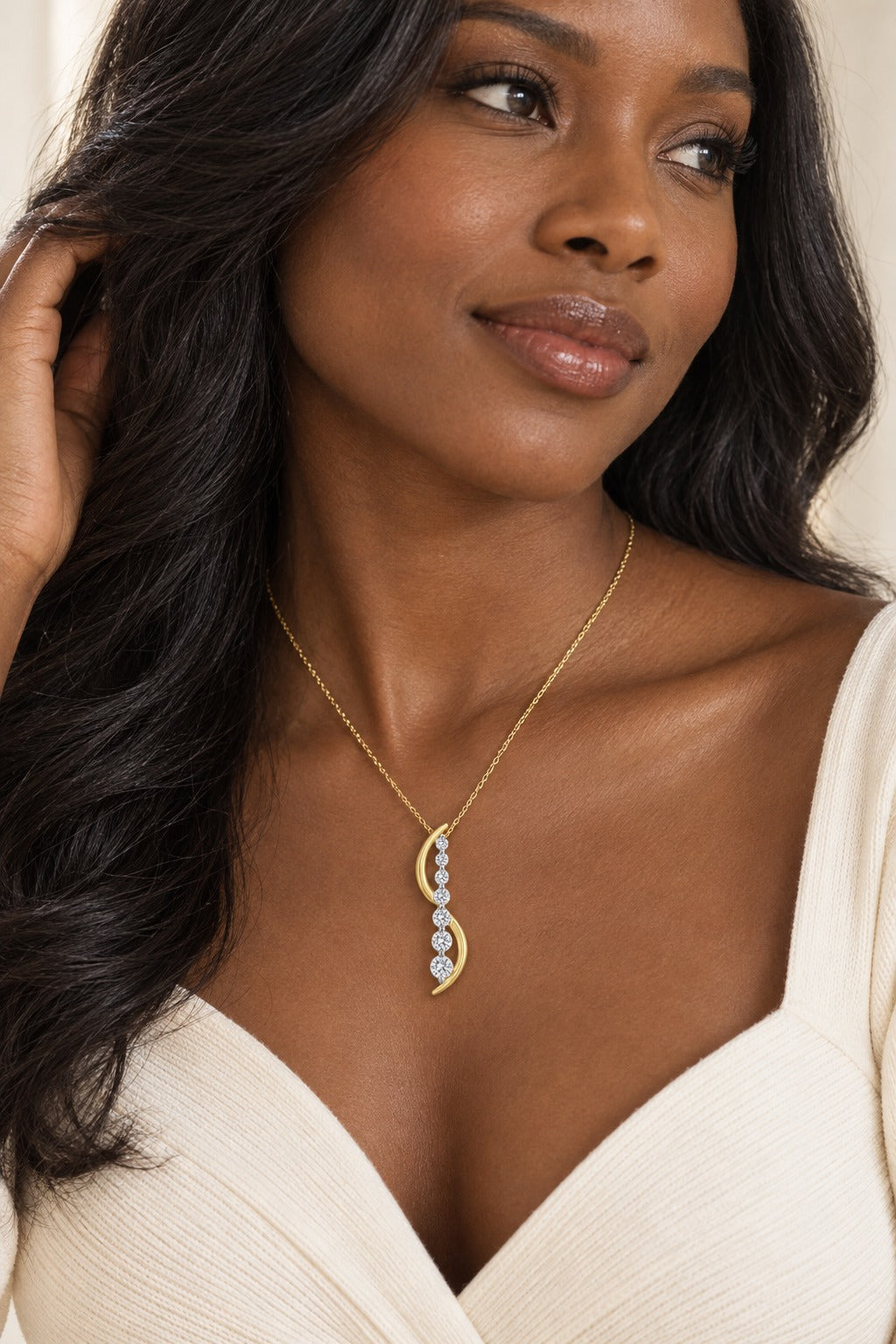 10K Yellow Gold Round Lab-Grown Diamond Pendant – 0.2 CTW - lifestyle