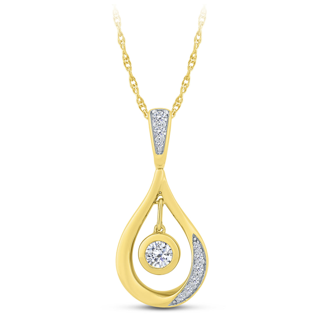 10K Yellow Gold Round Lab-Grown Diamond Dangling Pendant – 0.25 CTW - product
