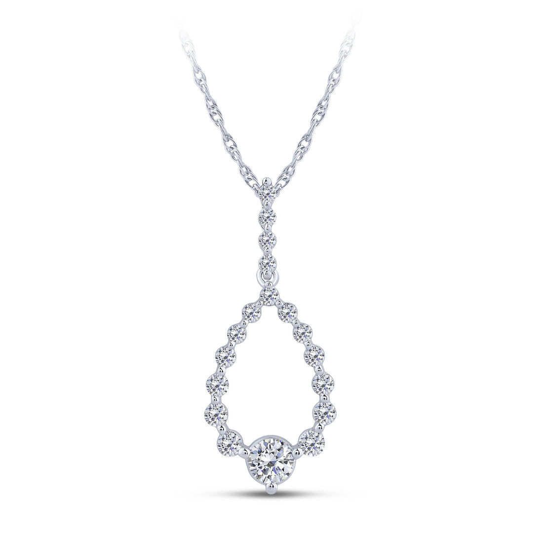 10K White Gold Round Lab-Grown Diamond Pendant – 0.5 CTW - product