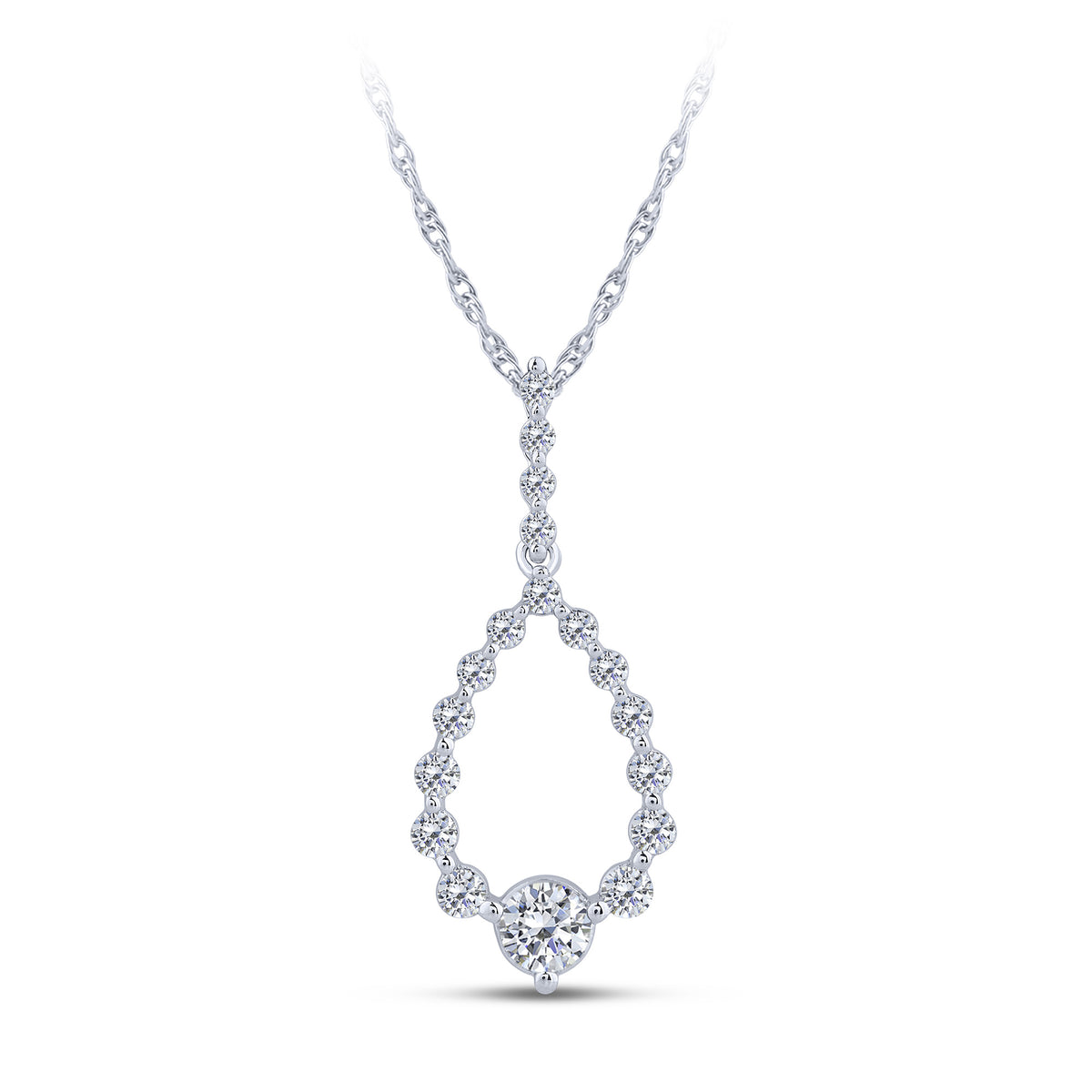 10K White Gold Round Lab-Grown Diamond Pendant – 0.5 CTW - product