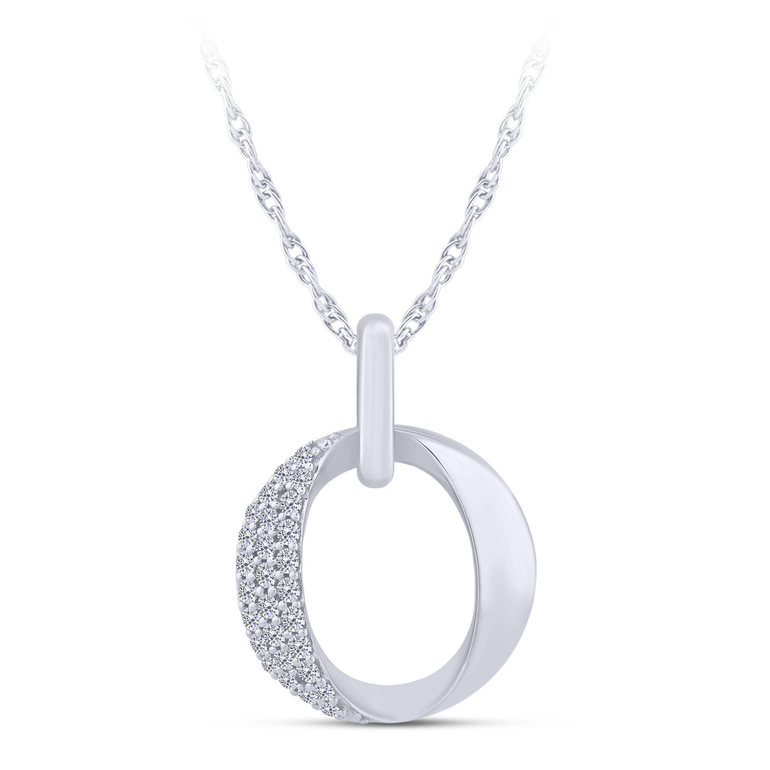 10K White Gold Round Lab-Grown Diamond Pendant – 0.16 CTW - product