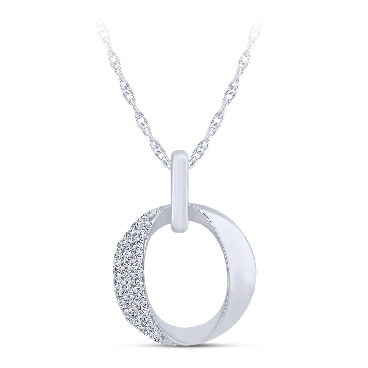10K White Gold Round Lab-Grown Diamond Pendant – 0.16 CTW - product
