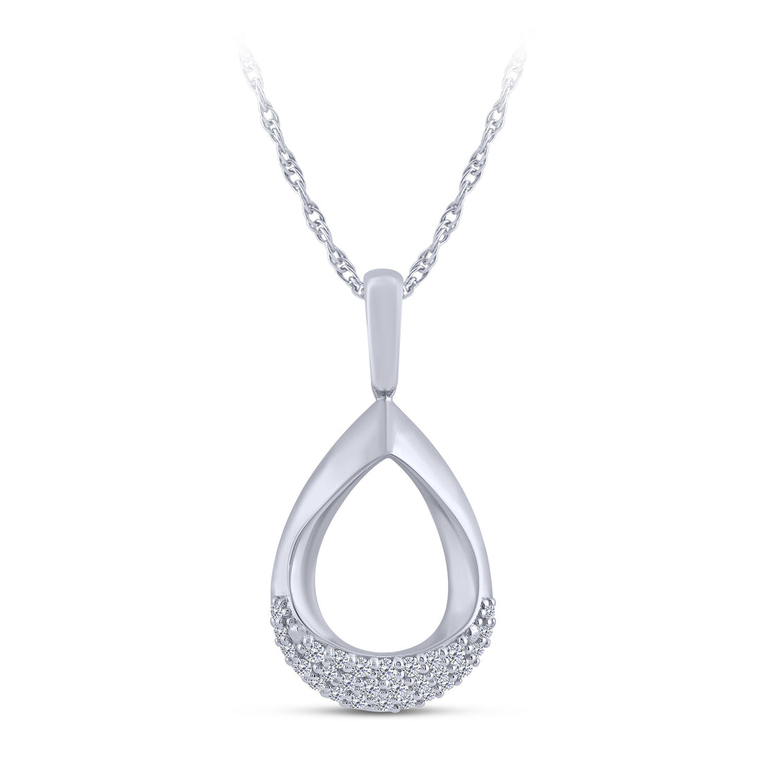 10K White Gold Round Lab-Grown Diamond Pendant – 0.16 CTW - product